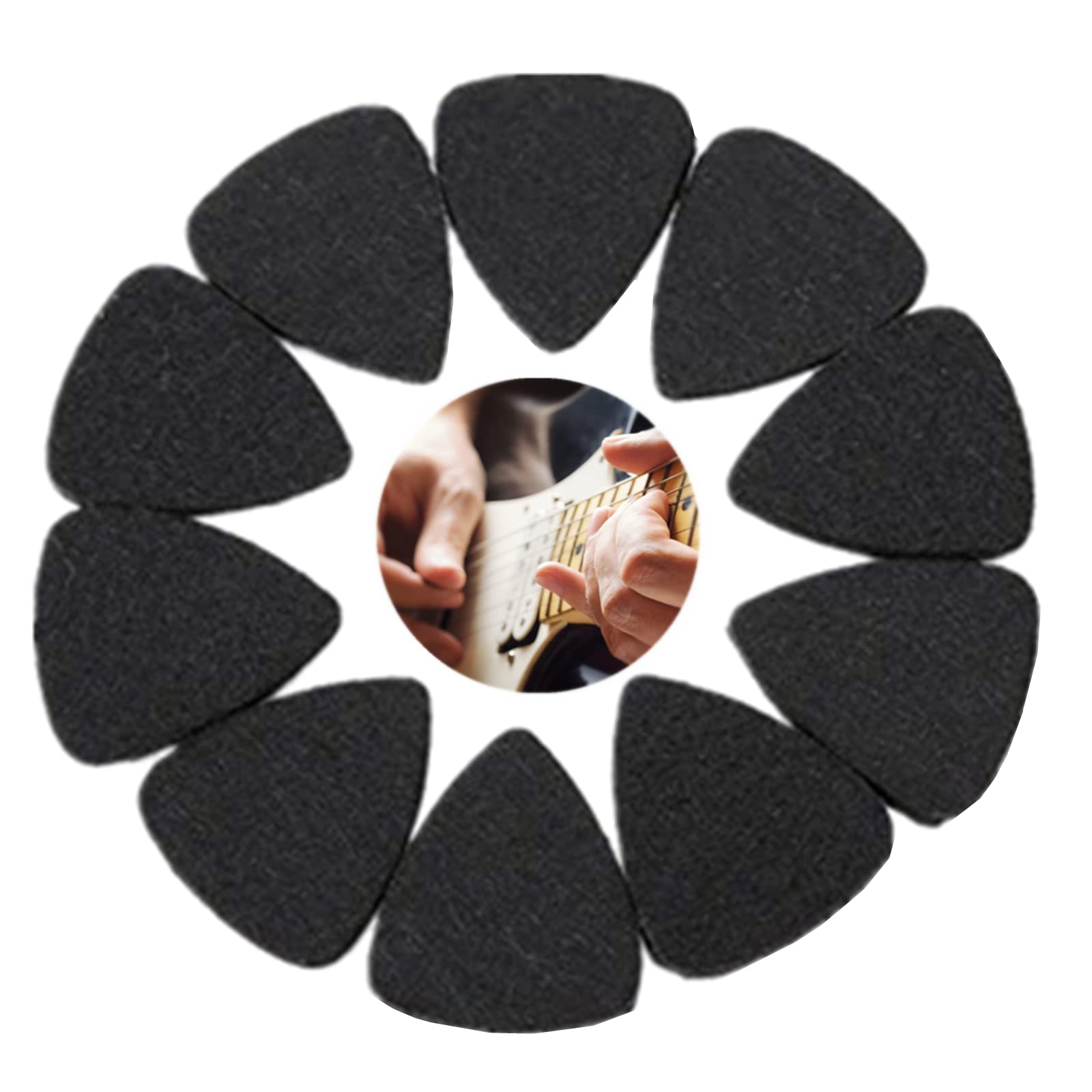 10 PCs Wool Felt Guitar Picks, Ukulele Picks Plectrums with Solid Leather Thin Guitar Picks Colorful for Electric Acoustic Bass Guitar 3mm Black White Gray(Black)