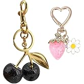 JYCMMFC Keychain Cherry Bag Charms Purse Cute Strawberry Key Chains for Car Keyrings Handbags Decor for Women Girls Gifts