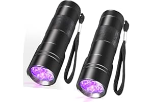 SEVENKA Black Light Flashlight, 2 Pack 12 LED UV Blacklight Flashlight, 395nm Handheld Mini Torch Light, Professional Urine Detector for Dog Pet Urine Stains, Bed Bugs and Scorpions.