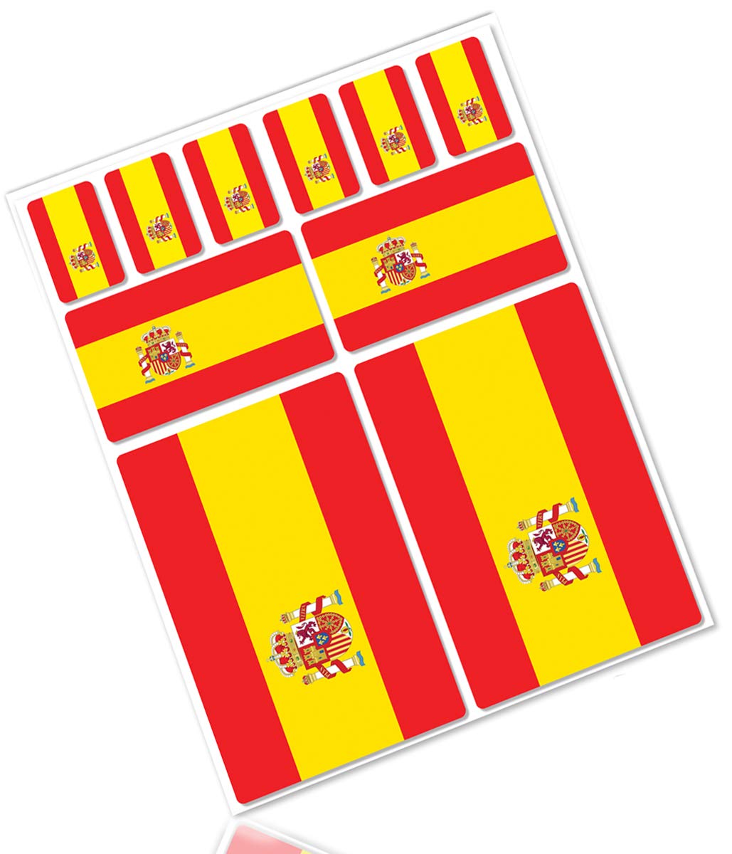 Biomar Labs National Flag Vinyl Sticker Set Weatherproof Self Adhesive Country Flag Decals for Car Motorcycle Bicycle Scooter Helmet Interior Exterior (Spain Spanish National Flag D 20)