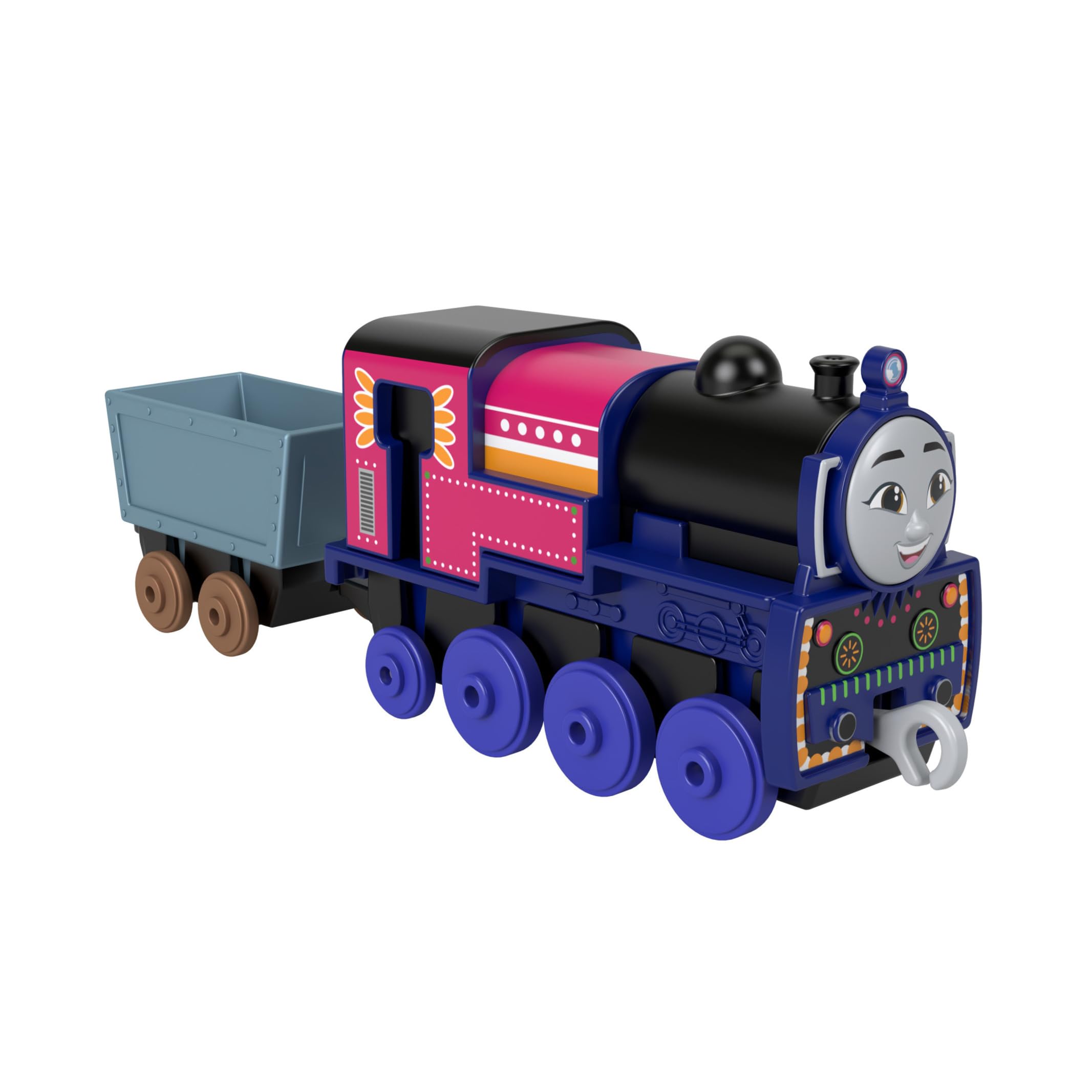 Thomas & Friends by Fisher-Price Toy Train, Large Push-Along Die-Cast Ashima Engine & Cargo Car from the Classic & All Engines Go Series, HNN20, ['Blue', 'Red', 'Yellow'] — image 1