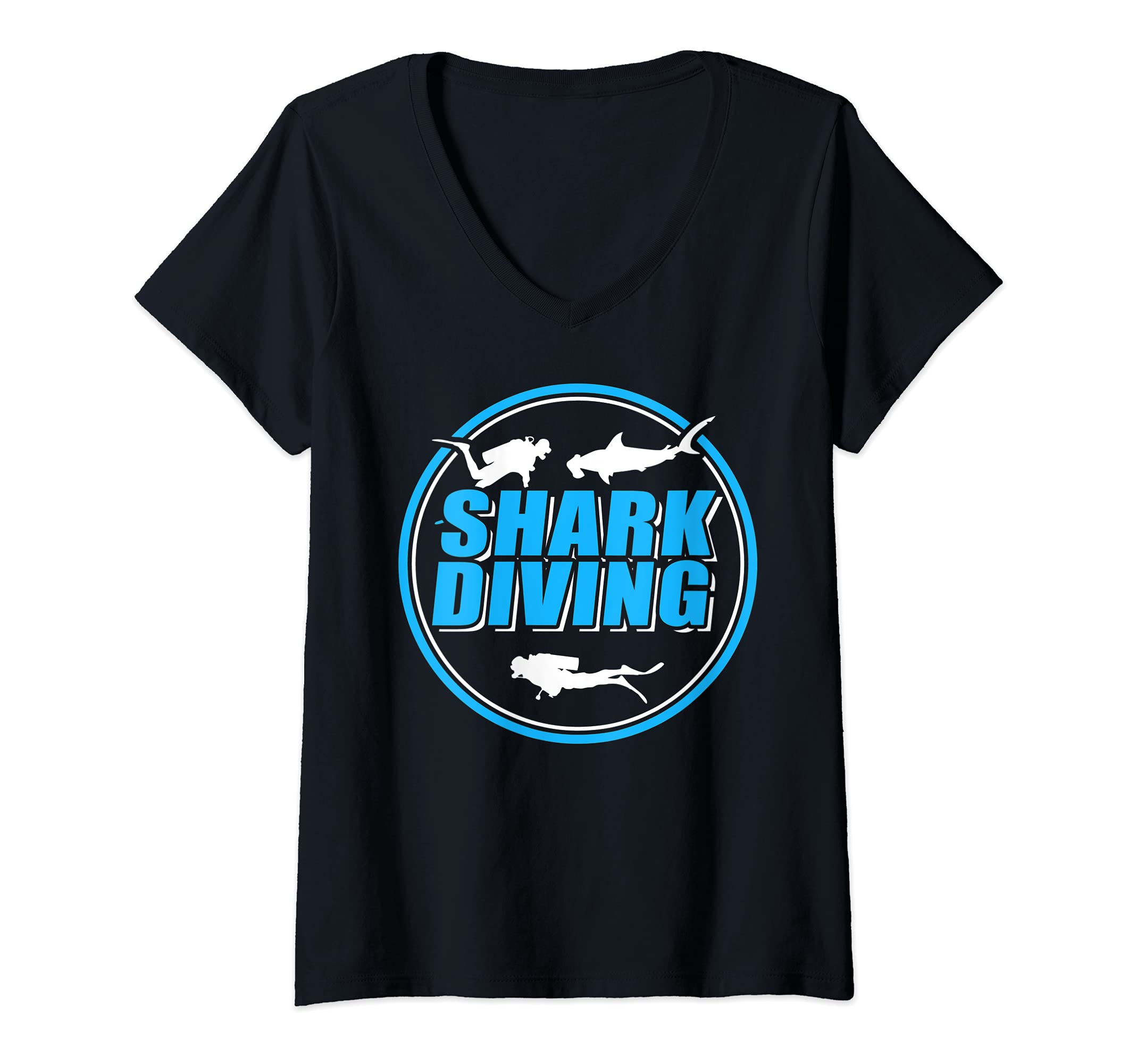 Womens Diving with sharks - Shark Diving V-Neck T-Shirt