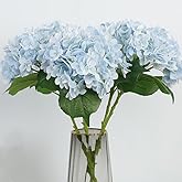 4 Pcs Silk Hydrangea,18 inch Lifelike Artificial Hydrangea Large Real Touch Flowers Artificial Flowers Dry Flowers Outdoor Wedding Christmas Office Family Party Living Room Table Decoration (Blue)