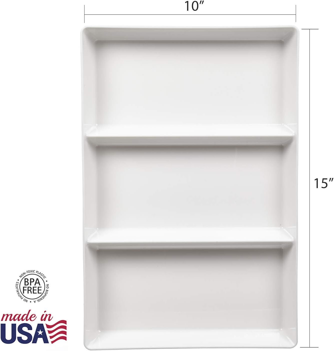  | Avant 15" x 10" Plastic 3-Section Serving Tray | set of 3 White: Platters