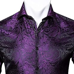 Barry.Wang Men Shirts,Paisley Flower Woven Silk