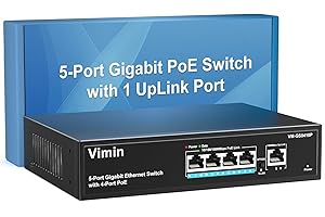 4 Port Gigabit PoE Switch with 1 Uplink Gigabit Ports, VIMIN 5 Port Unmanaged Ethernet PoE Switch with 72W Power, Support IEE