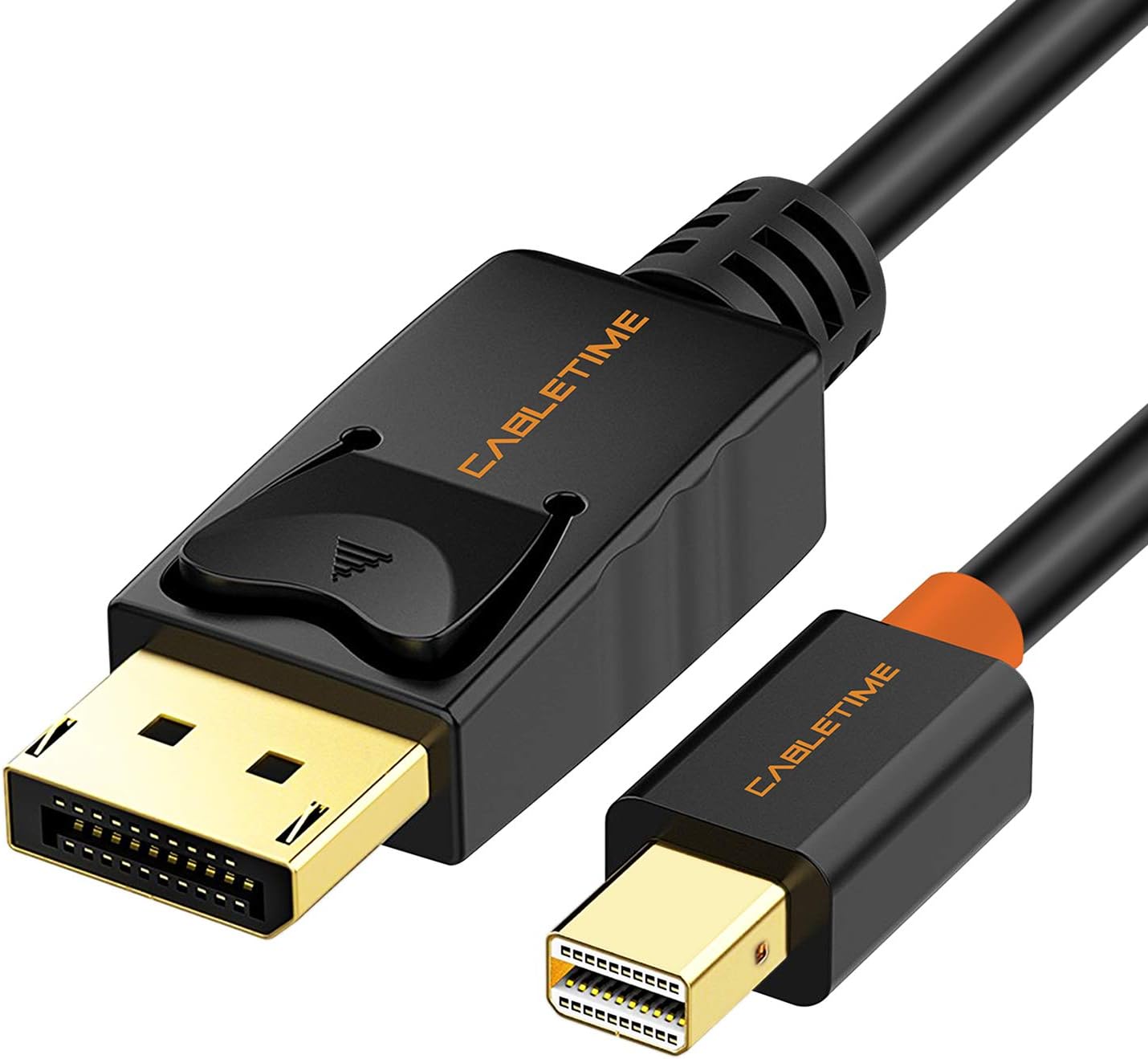 CABLETIME Mini DisplayPort to DisplayPort Cable Mini DP to DP Cord Support Video and Audio,Thunderbolt Compatible for Surface Pro 5 / Pro 4 / Pro 3, MacBook Air,etc (6 Feet/1.8m, Black)