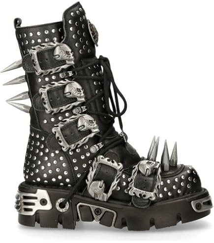 Amazon.com | New Rock NEWROCK 107-S1 Red Skull Devil Black Leather
