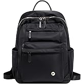 KEBEIXUAN Backpack Purse for Women, Fashion Casual Daypack, Nylon Water Resistant Anti-Theft Shoulder Bag for Daily Use & Work, Travel, Fits 15.6 Inch Laptop, Black