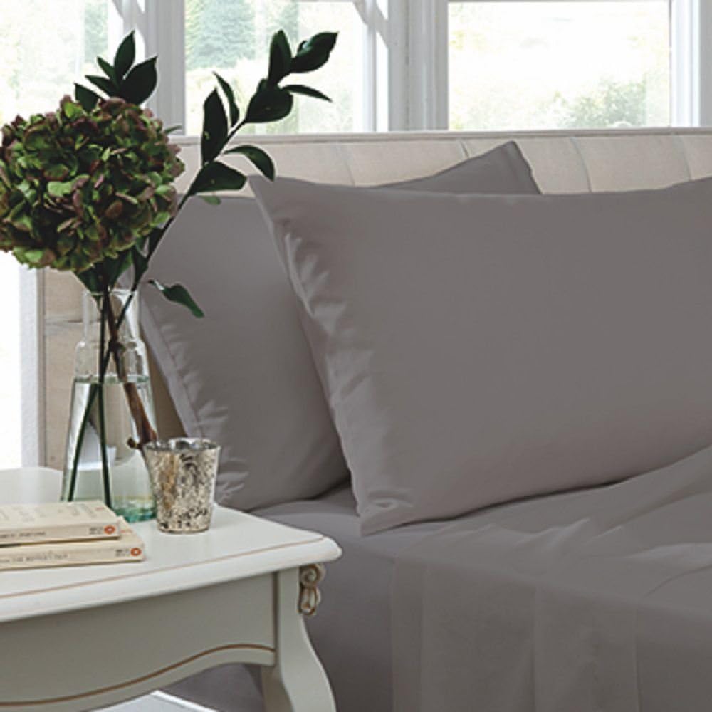 Catherine Lansfield Easy Iron Percale Standard Pillowcase Pair Grey, Gray