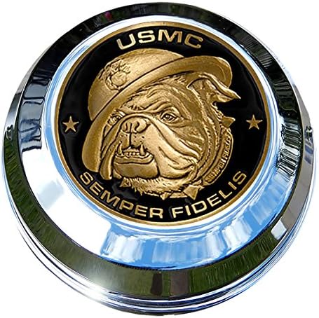 MotorDog69 Harley Gas Cap Coin Mount Set with Marine Bulldog for Softail Dyna Road King Sportster……