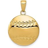 14k Yellow Gold Baseball Pendant Necklace with Authentic Stitch Design for Men, Women, or Youth - Sports Fan Jewelry, Team Spirit Charm, Athlete Accessory, Real Gold Chain for Players and Coaches