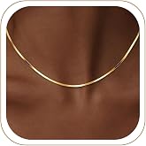 WomenGifts 14K Gold Silver Plated Herringbone Necklace for Women, Non Tarnish Dainty Snake Chain, Simple Long Everyday Jewelry, 1.5/3/4/5/8mm,14,16,18,20,22,24,26 Inch Thin &amp; Chunky Options