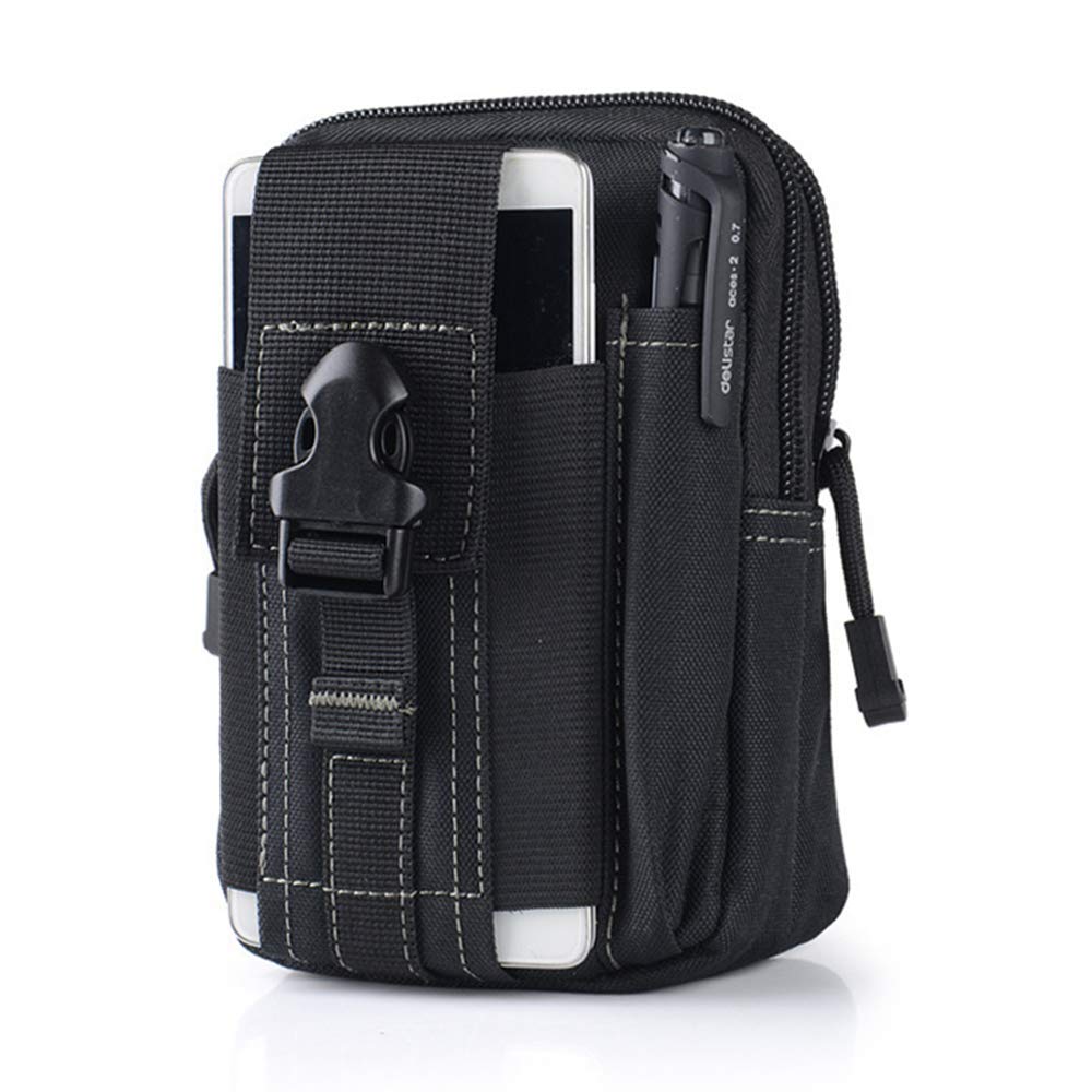 Lisirs Molle Pouch Compact EDC Utility Tactical Pouches Multipurpose Gadget Belt Pouch Waist Tool Bag with D Carabiner Black