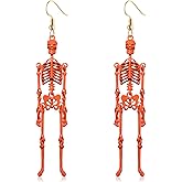 CEALXHENY Halloween Skeleton Earrings Spooky Skull Skeleton Dangle Earrings for Women Costume Dress Up Ghost Earrings Halloween Outfits Jewelry Accessories Gifts