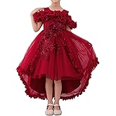 Zvzio Girl's Princess Dress, Birthday Party, Pageant Gown - Ruffle Tulle Satin Princess Dresses with Kids Train