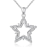 YinShan 925 sterling Silver Cubic Zirconia Star/Snowflake/Teardrop Pendant Necklace for Women