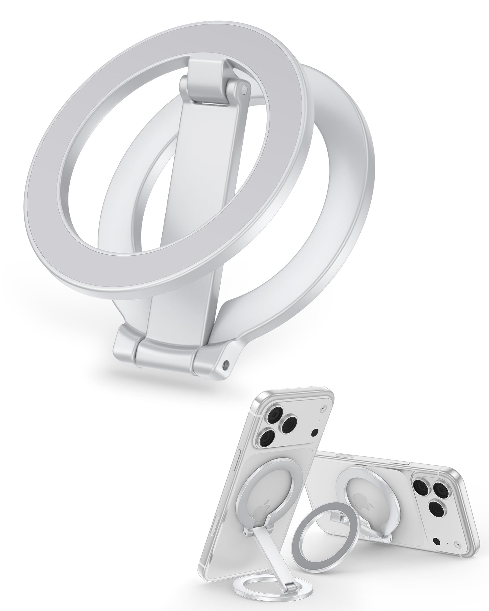 for Magsafe Ring Stand, Double-Sided Magnetic Phone Grip, Finger Loop Kickstand Compatible with Apple iPhone 17-12 Series, Foldable Onsnap Mag Safe Cell Phone Holder for Samsung Galaxy, Google Pixel