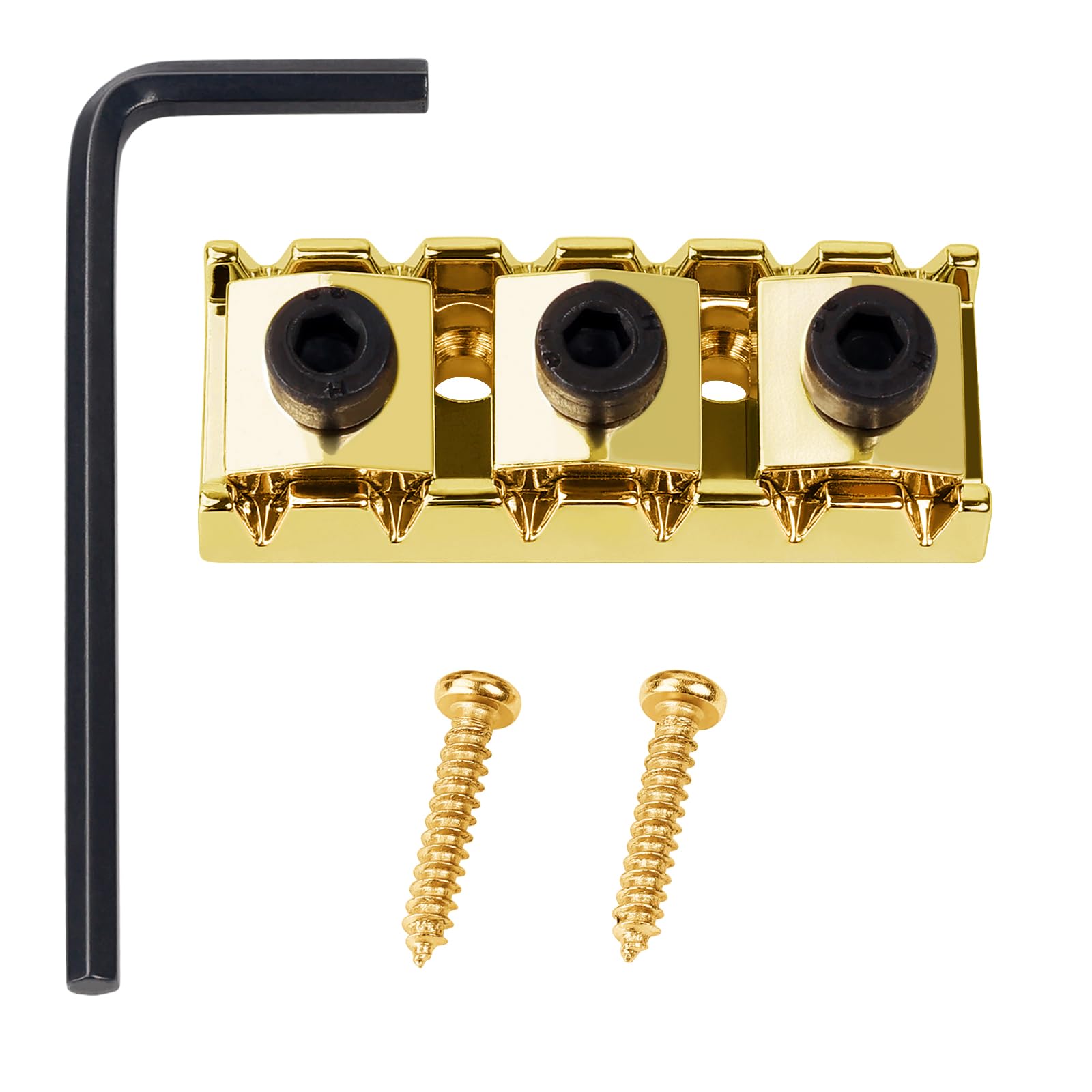 Banworks Electric Guitar Locking String Nut 42mm (1-21/32") Electric Guitar Metal Locking Nuts for Double Tremolo Vibrato Bridge System Electric Guitars JT/SDXZ-01 Golden