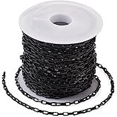 Pandahall 16.4 Feet Stainless Steel Rectangle Jewelry Cable Chains 4x2x1mm Unwelded Venetain Chains Box Chains with Spool for DIY Jewelry Making(Black)