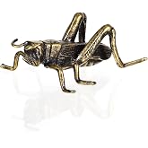 HJZHII 3D Retro Brass Cricket Figurine, Vintage Brass Animal Cricket Bug Decor Hearth Mantle Decor Figurine Metal Crickets Sculpture Animal