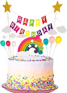 You&Lemon Tortendeko Geburtstag, Cake Topper Tortendekoration kuchendeko, Tortendeko Geburtstag Set einschließlich Regenbogen, Ballon, Happy Birthday, Wolke für Kinder Geburtstag Baby Shower