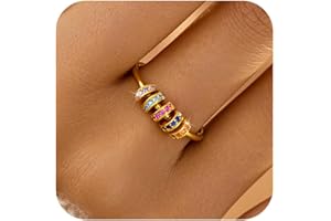 LOVECOM S925 Sterling Silver Fidget Anti Anxiety Rings With Cubic Zirconia Beads Spinner Ring for Women 14k Gold Plated Stress Relief Spinning Ring Jewelry Christmas Gifts for Mom to Daughter