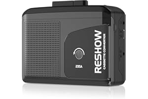 Reshow Portable Cassette Player with Built-in Speaker and Earphone Jack, USB C Cassette to MP3 Converter, Reverse Recording to Tape, Walkman Cassette Recorder Full Stereo Sound