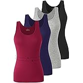 Accbiety 4 Pack Tank Tops for Women Basic Undershirt Camisole Tanks Sleeveless Lightweight cami Layering Tops