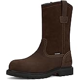 HISEA NINGO Steel Toe Work Boots for Men, Waterproof Slip on Wellington Boots with Full-grain Leather, Oil and Slip Resistant, Soft Toe Pull on Safety Boots for Men, for Construction Working Welding