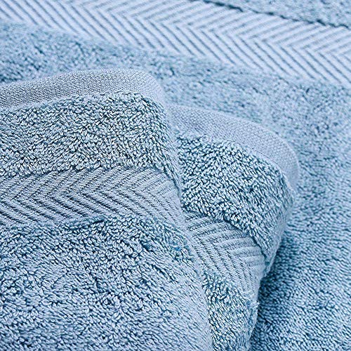 SEMAXE Luxury Bath Towel Set. Hotel & Spa Quality. 2 Large Bath Towels, 2 Hand Towels, 4 Washcloths. Premium Collection Bathroom Towels. Soft, Plush and Highly Absorbent. (Set of 8, Ice Lake Blue) - Thumbnail 5