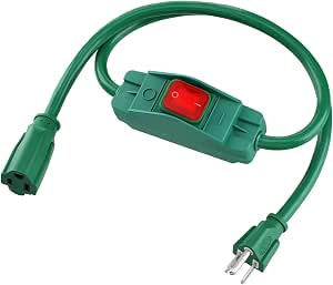 Amazon.com: 3 Prong Outdoor Extension Cord with Waterproof Switch 1875W ...