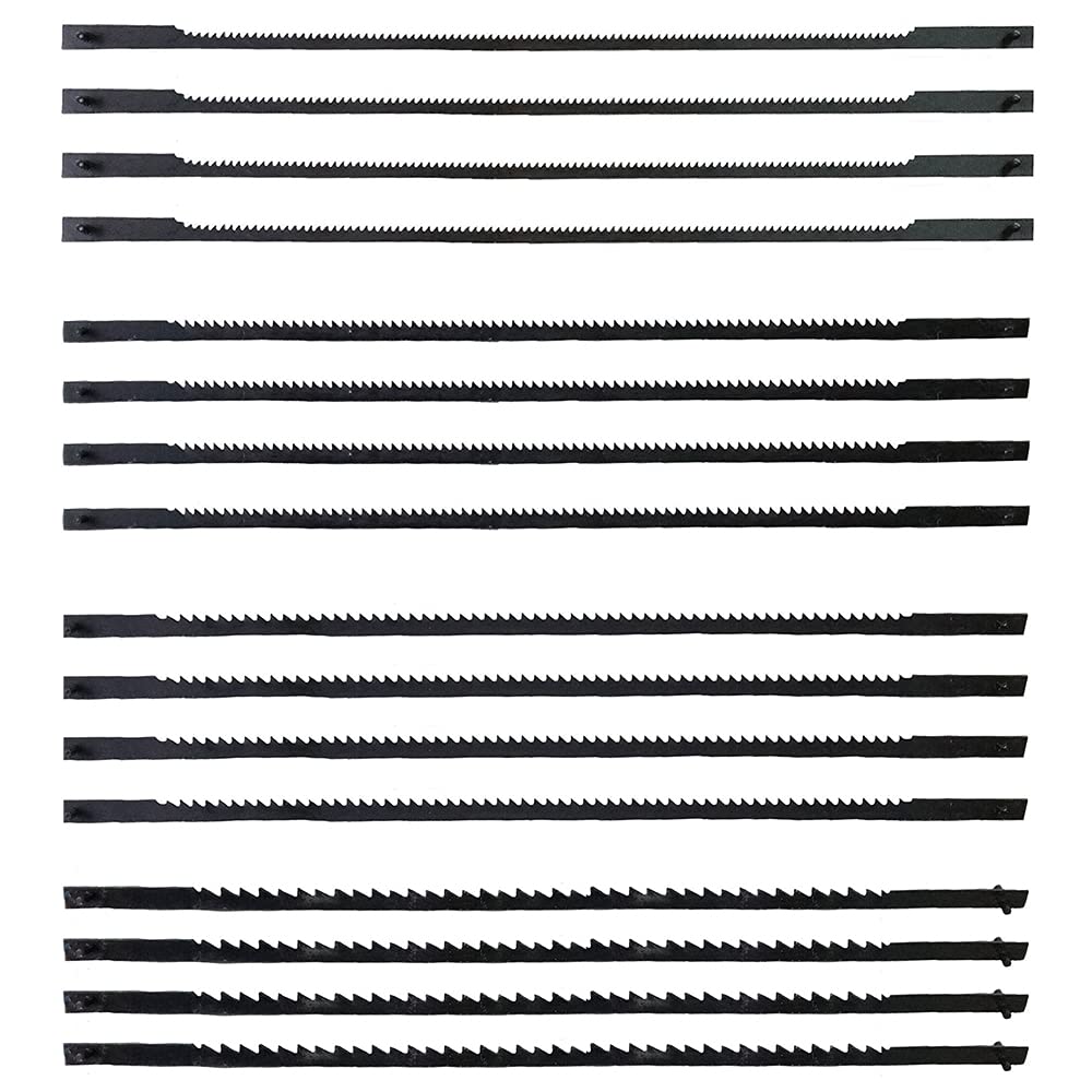 16 Pieces 10/15/18/24 Teeth Pinned Scroll Saw Blades for Woodworking Saw Blades 132 mm Scroll Blade for Sawing Wood Plastic Soft Metals Fret Saw Blades