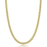 Momlovu Valentines Gifts for Men Boys 18K Gold Plated Chain Silver Tone Chains for Men Boys, 4mm/6mm Stainless Steel Cuban Link Chain, Cool Men's Necklace Chains 18/20/22/24/26 Inches