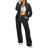ANRABESS Women 2 Piece Outfits Lounge Set Oversized Zip Up Sweatshirt Jacket Sweatpant Matching Sweat Sets Winter Sweatsuits