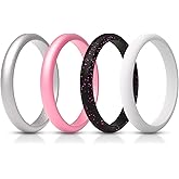 ThunderFit Women's Silicone Wedding Ring Sets, Thin and Stackable Rubber Wedding Bands, 2.6mm Wide, 2.1mm Thick, Variety Multipack 1/4/6/7/8/9
