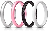 ThunderFit Women's Silicone Wedding Ring Sets, Thin