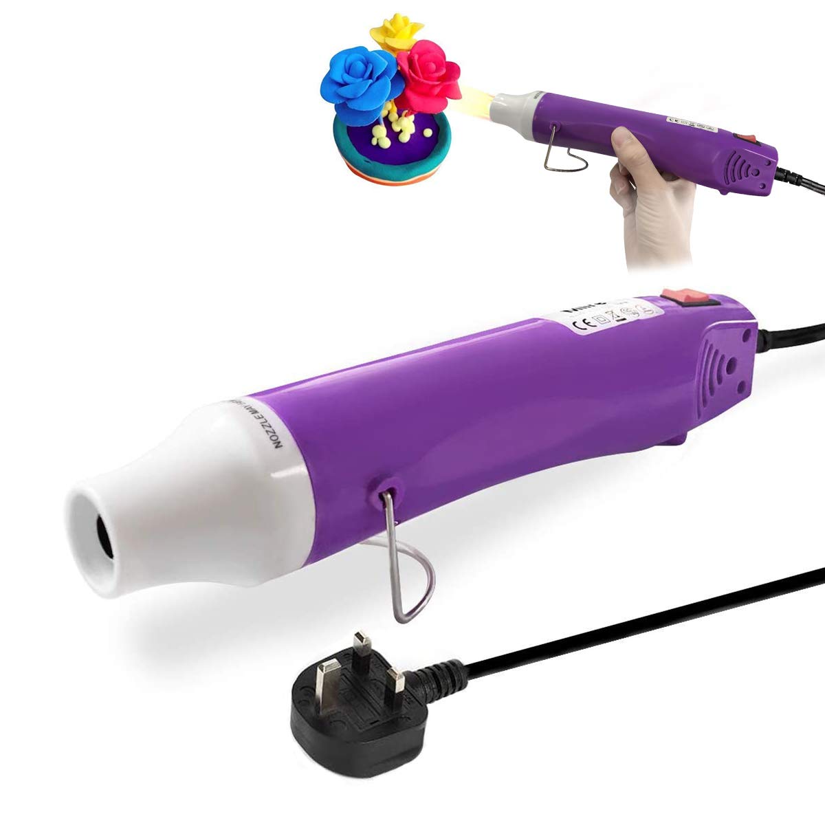 JUSONEY Mini Heat Gun - 300 Watt Portable Heat Gun Craft - Dual-Temperature Heat Tool with 6.5FT Power Cord for DIY Craft Embossing,Removing Paint Drying Crafts Electronics DIY (Purple)