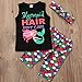 Mermaid Hair Don't Care 3PC Toddler Baby Girls Cute Mermaid Print T-Shirt + Pants with Headband Outfit Clothing Sets (5-6 Years, Black)