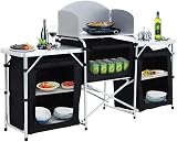 Warmiehomy Folding Camping Storage Cupboard with Aluminium Frame 3+1 Black view 9