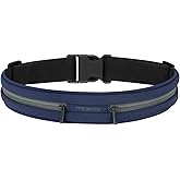 MoKo Sports Running Belt,Outdoor Dual Pouch Sweatproof Reflective Slim Waist Pack,Fitness Workout Belt Fanny Pack Compatible