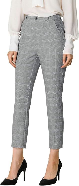 elastic plaid pants