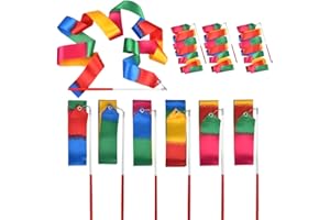 Tuko 9pcs Rhythmic Dance Ribbons Stremer Training Equipment for Artistic Dancing Gymnastics, Kids Dancing, Talent Shows
