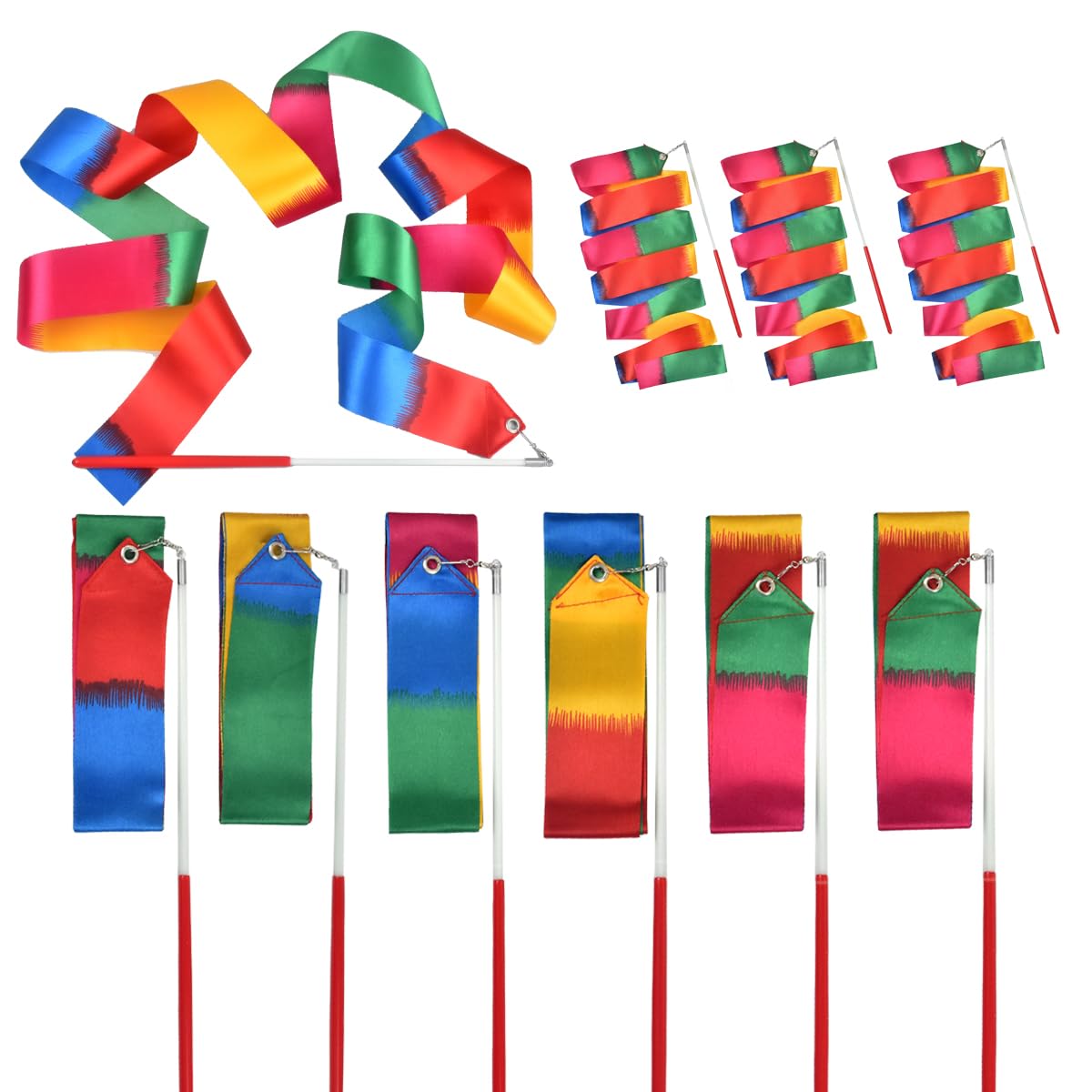 Tuko 9pcs Rhythmic Dance Ribbons Stremer Training Equipment for Artistic Dancing Gymnastics, Kids Dancing, Talent Shows