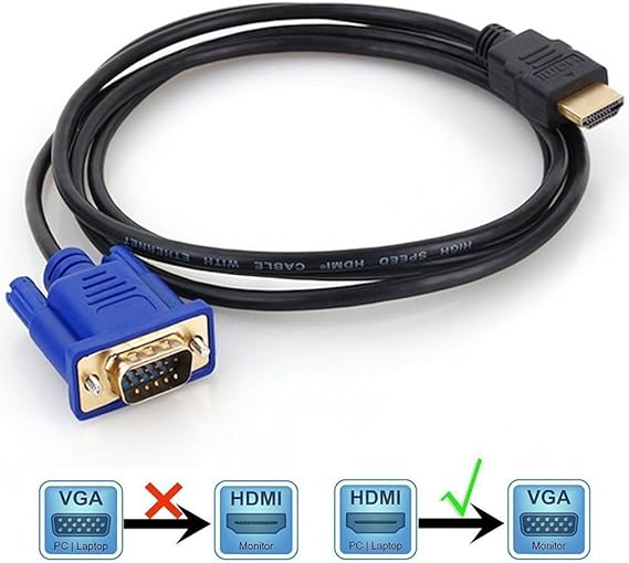 HDMI a VGA convertidor de cable, 6 ft 1.8 m 1080p HDMI macho a VGA ...