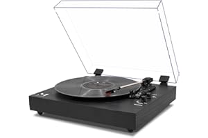 M MUSIC PUBLIC KINGDOM Vintage Turntable Wireless Input Record Player with Built-in Stereo Speakers,Blackwood