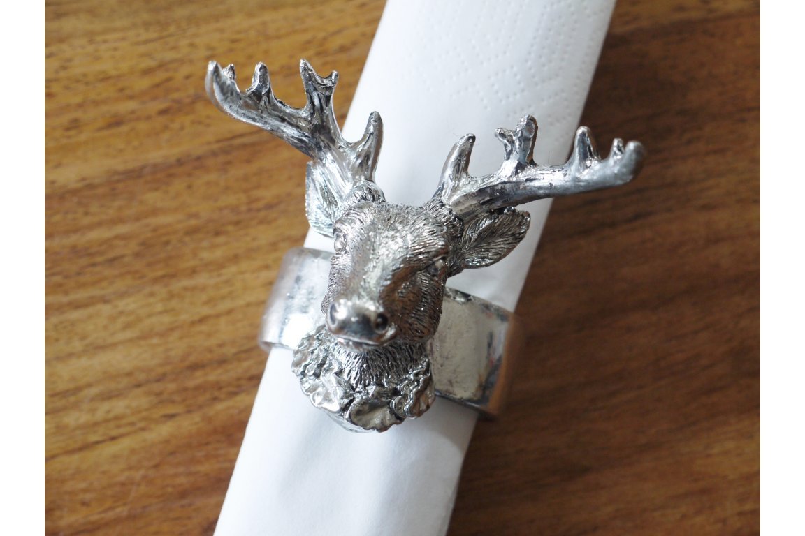 Stag Rings Stag Head Napkin Rings Silver Set of 2, 4, 6 Napkin Holder