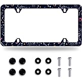 Star Moon Galaxy License Plate Frame Starry License Plate Frames Stainless Steel Accessories Cars Decor with 4 Holes and Screws Fits Standard US CA Vehicles Size 12.2 x 6 Inches