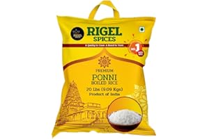 Rigel Spices Premium Ponni Boiled Rice - Aged | Authentic South Indian Parboiled Rice for Fluffy & Nutritious Meals | Ideal for Daily Cooking and Special Recipes (10 Lbs)