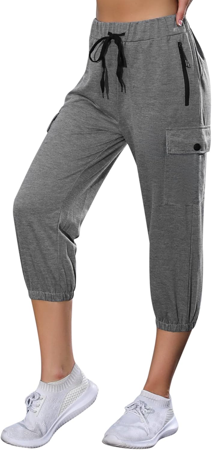 Wayleb Women's Sweatpants Cropped Jogger Sports Pants, 3/4 Length